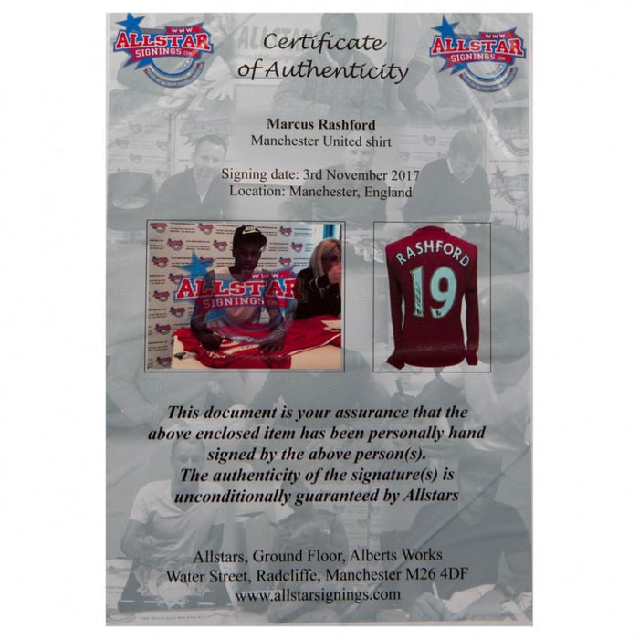 Manchester United FC Rashford Signed Shirt (Framed)