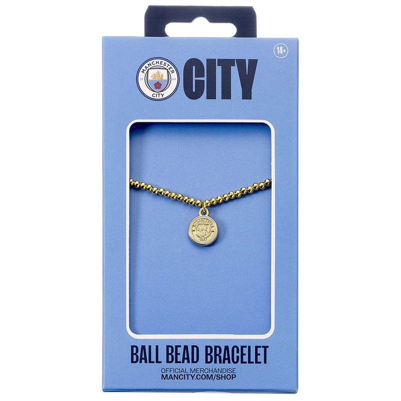 Manchester City FC Gold Finish Bead Bracelet