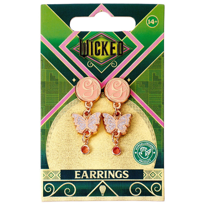 Wicked Rose Gold Plated Glinda Butterfly Drop Earrings