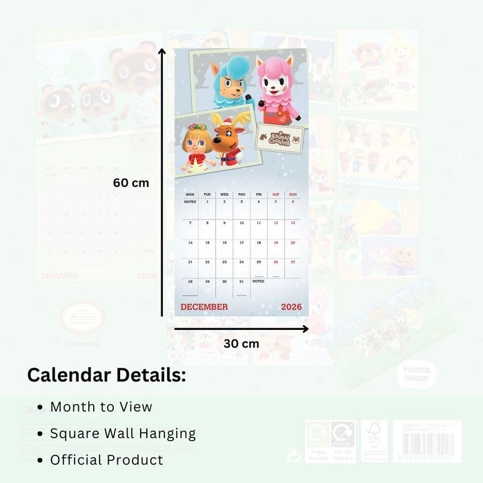 Animal Crossing Square Calendar 2026