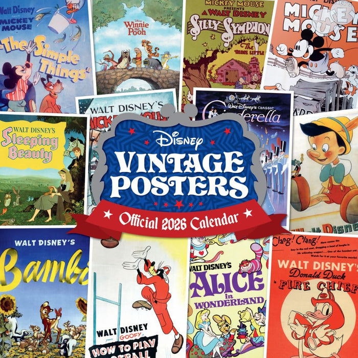 Disney Vintage Posters Square Calendar 2026