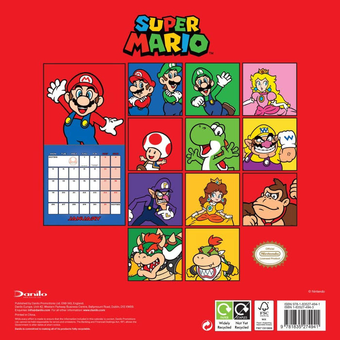Super Mario Square Calendar 2026