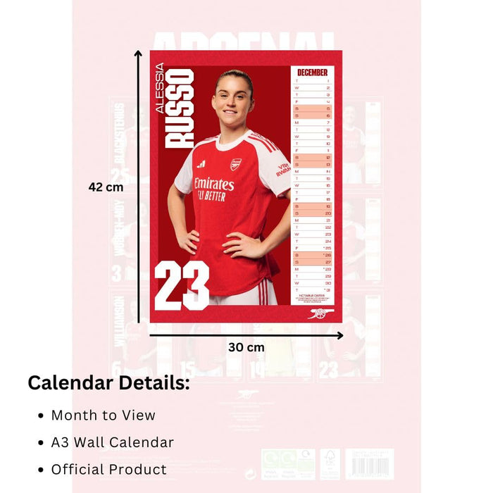Arsenal WFC A3 Calendar 2026