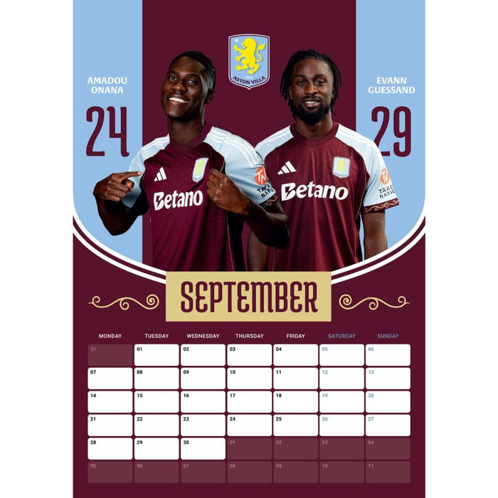 Aston Villa FC A3 Calendar 2026