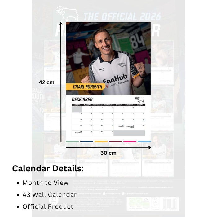 Derby County FC A3 Calendar 2026