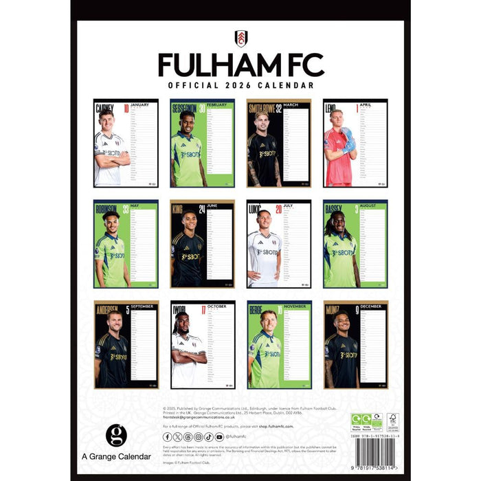 Fulham FC A3 Calendar 2026