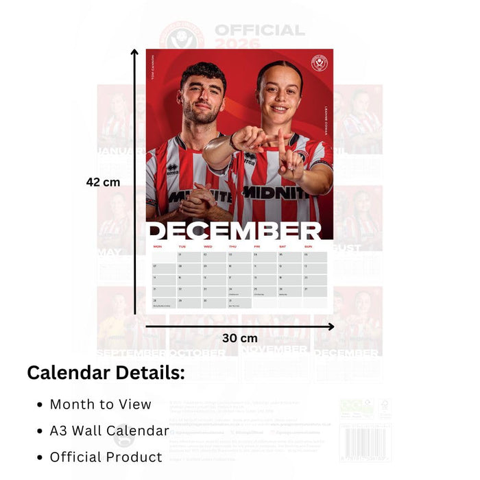 Sheffield United FC A3 Calendar 2026