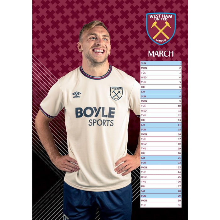 West Ham United FC A3 Calendar 2026