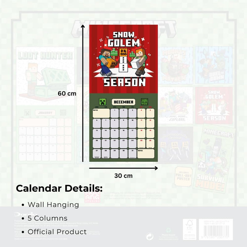 Minecraft Square Calendar 2027