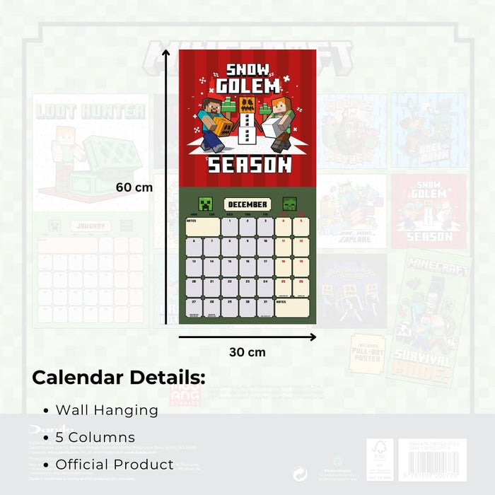 Minecraft Square Calendar 2027
