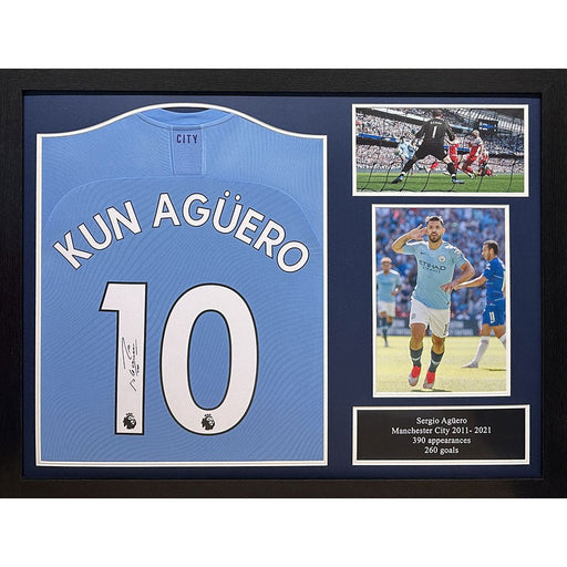 Manchester City FC Aguero Signed Shirt (Framed) - Excellent Pick