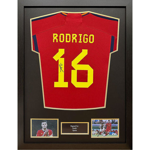 Spain Rodri Signed Shirt (Framed) - Excellent Pick