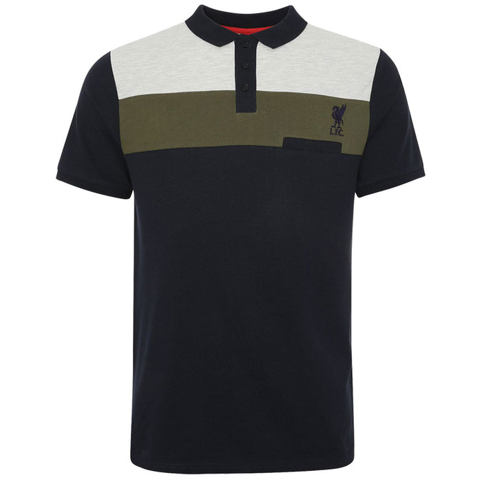 Liverpool FC Colour Block Polo Mens Navy Large