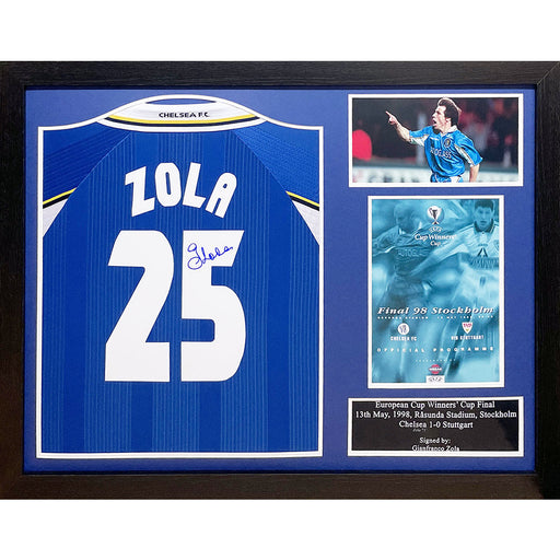 Chelsea FC 1998 Zola Signed Shirt (Framed)