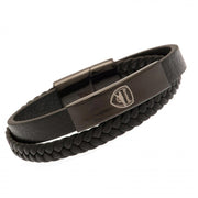 Arsenal FC Black IP Leather Bracelet - Excellent Pick
