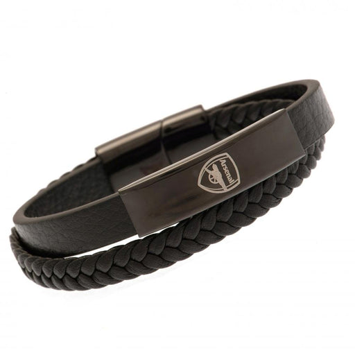 Arsenal FC Black IP Leather Bracelet - Excellent Pick