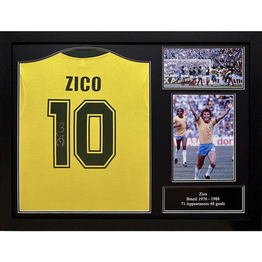 Brasil 1982 Zico Signed Shirt (Framed) - Excellent Pick
