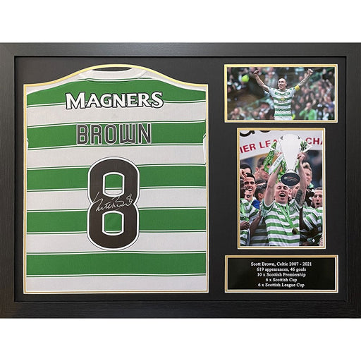 Celtic FC Brown Signed Shirt (Framed) - Excellent Pick