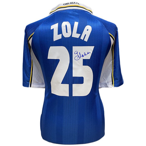 Chelsea FC 1998 UEFA Cup Winners' Cup Final Zola Signed Shirt - Excellent Pick