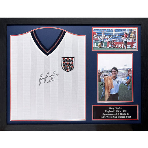 England FA 1986 Lineker Signed Shirt (Framed) - Excellent Pick