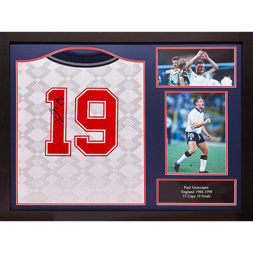 England FA 1990 Gascoigne Signed Shirt (Framed) - Excellent Pick