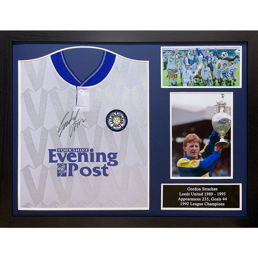 Leeds United FC 1992 Strachan Signed Shirt (Framed) - Excellent Pick