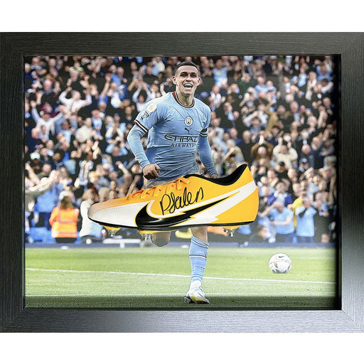 Manchester City FC Foden Signed Boot (Framed) - Excellent Pick