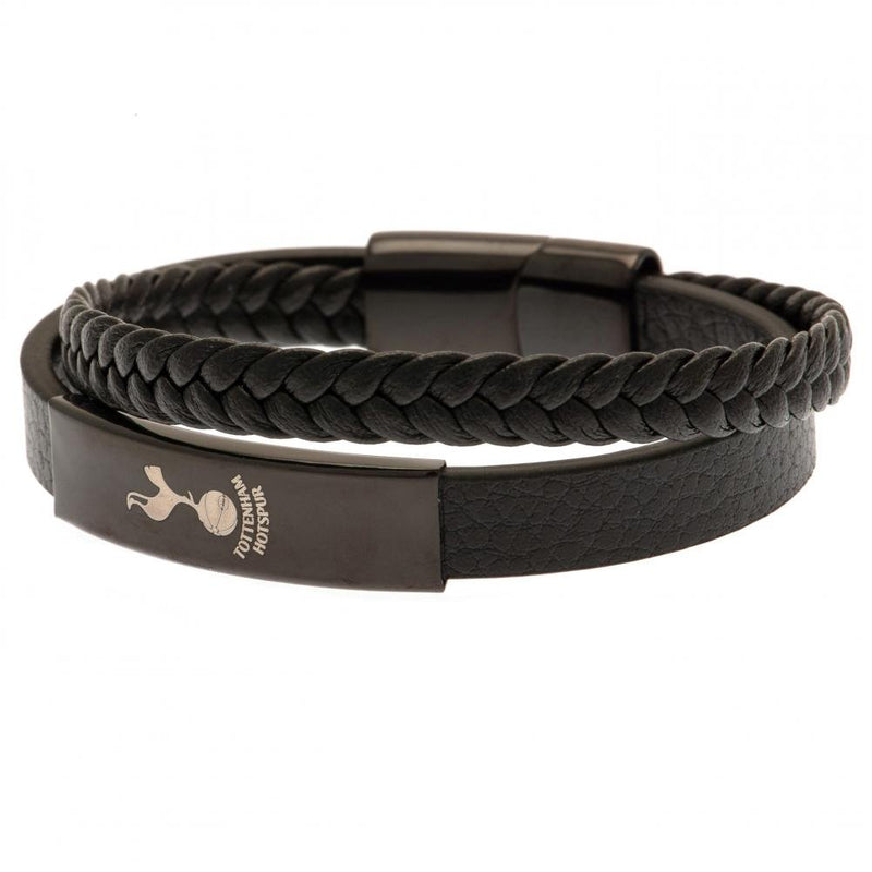 Tottenham Hotspur Fc Black Ip Leather Bracelet - Excellent Pick
