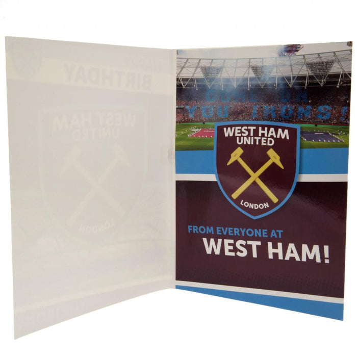 West Ham United FC Musical Birthday Card - Excellent Pick